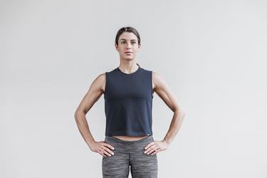 Nobull Heavyweight Sleeveless Crop Women's T Shirts Navy | Australia (DG2548)